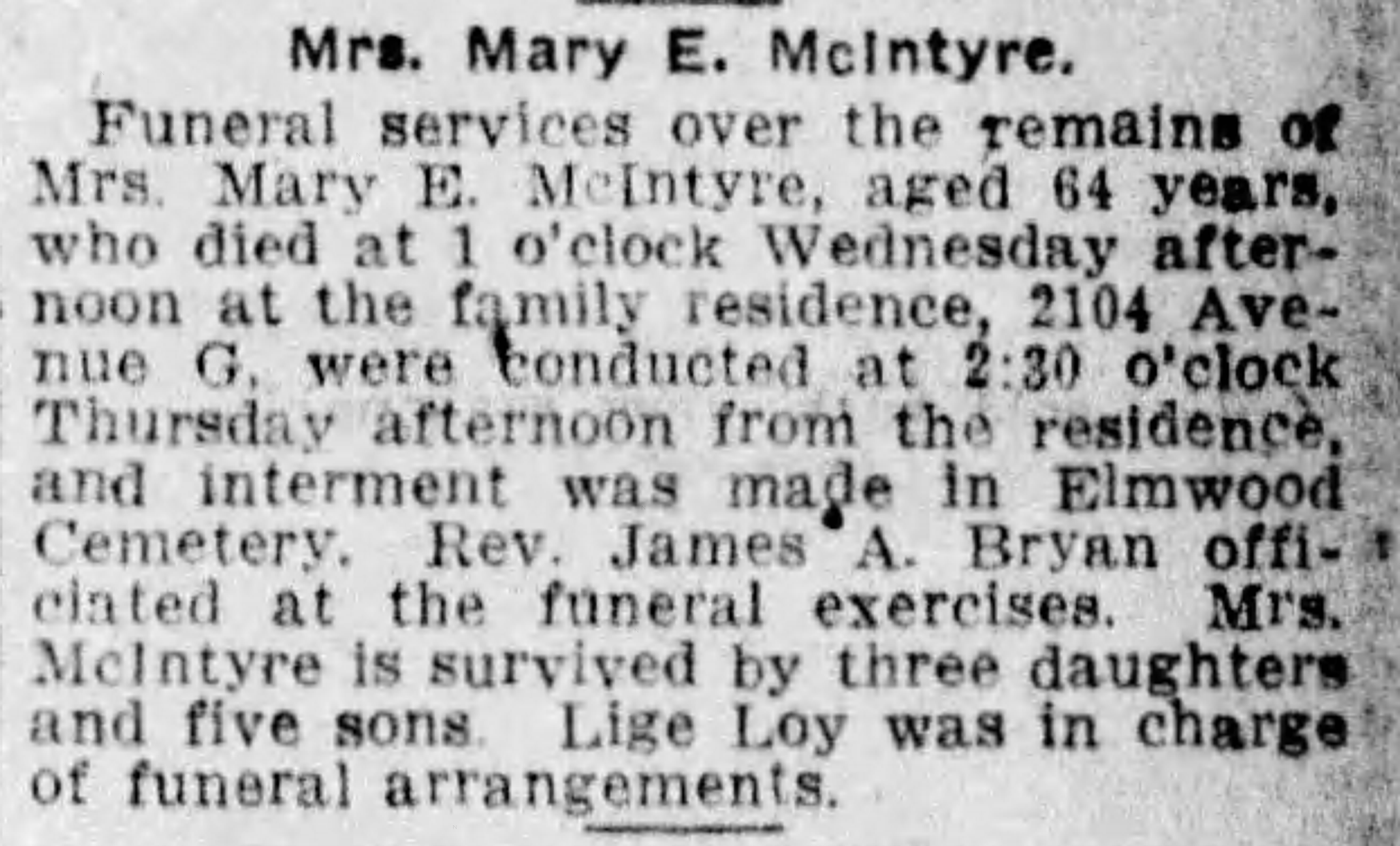 Mary E. McIntyre obituary